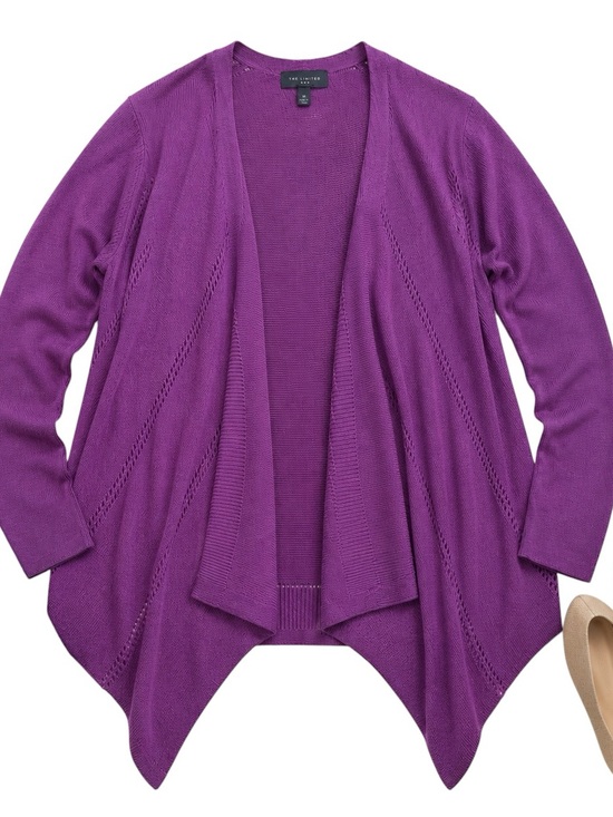 The Limited Sweaters - The Limited Purple Wool Blend Waterfall Open Front Cardigan Sweater Medium EUC